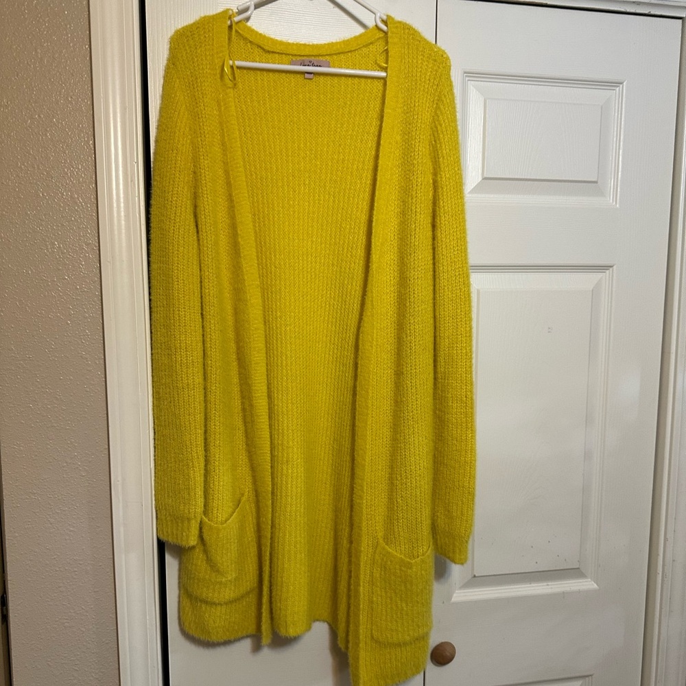 Love Tree Yellow Open-Front Cardigan